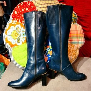 Andrew Geller navy knee high boots
